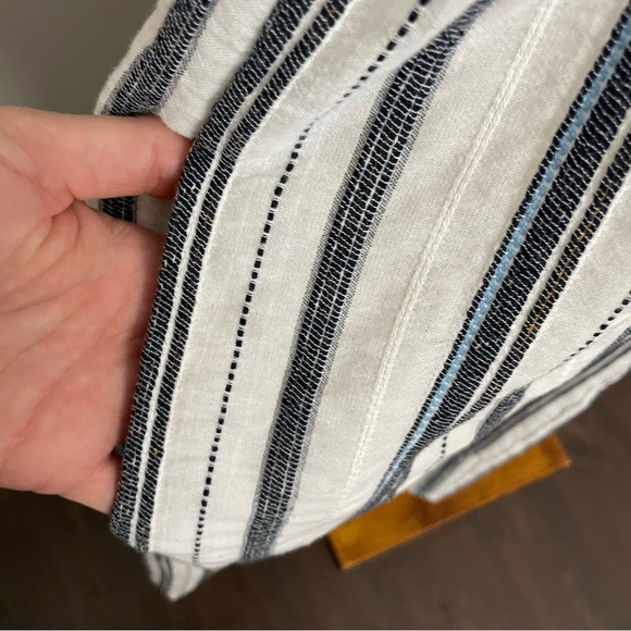 Zara Dres Midi Striped Cotton Button Front Pockets Coastal Beach Cottagecore - Picture 9 of 12